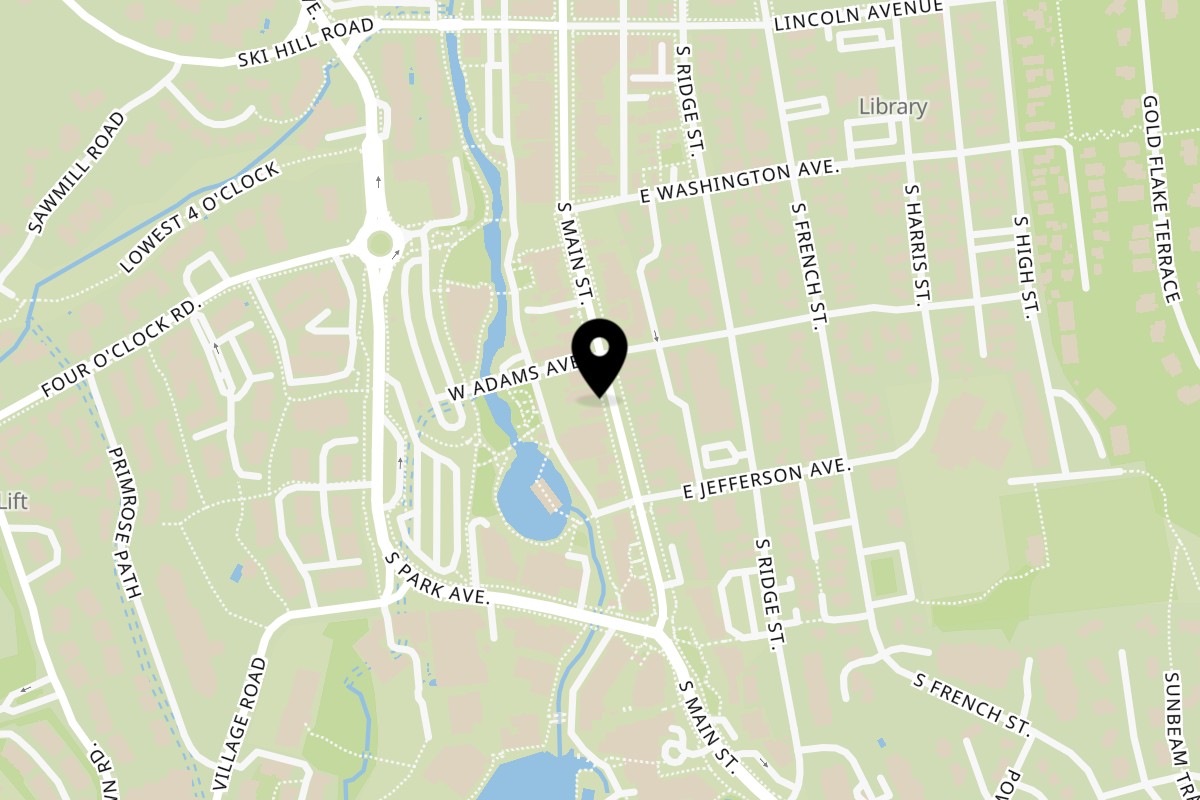 Map showing the location of Crepes A La Cart Breckenridge- Main St on 307 S Main St in Breckenridge